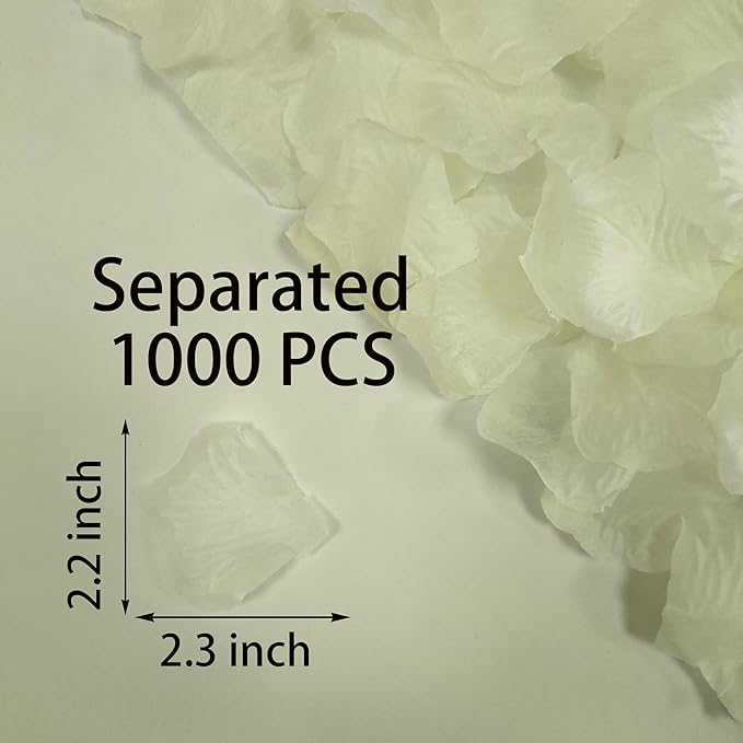 Separated 1000 PCS Artificial Ivory Rose Petals for Romantic Night for him for her Set,Faux Ivory Flower Girl Petals for Weddings,Party,Romantic Decoration
