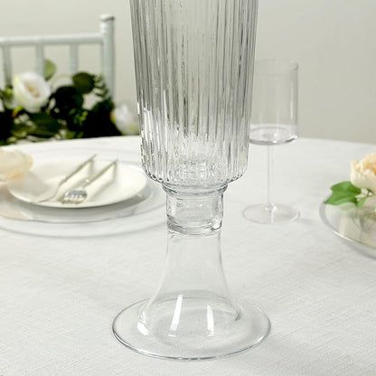 Efavormart 4 Pack Clear Ribbed Glass Trumpet Vases, Heavy Duty Flower Vases for Weddings and Centerpieces - 26"