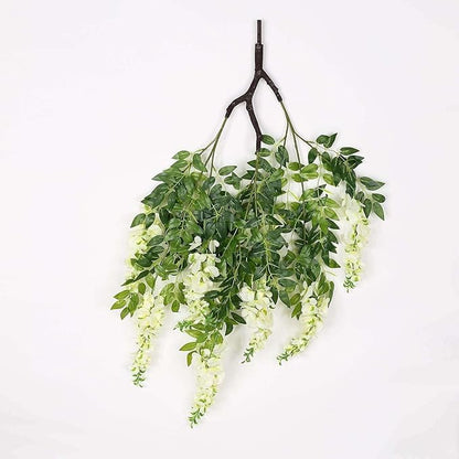 Efavormart 55" Cream Artificial Silk Wisteria Vine Round Hanging Canopy, Draping Garland Flower Chandelier with Interchangeable Branches