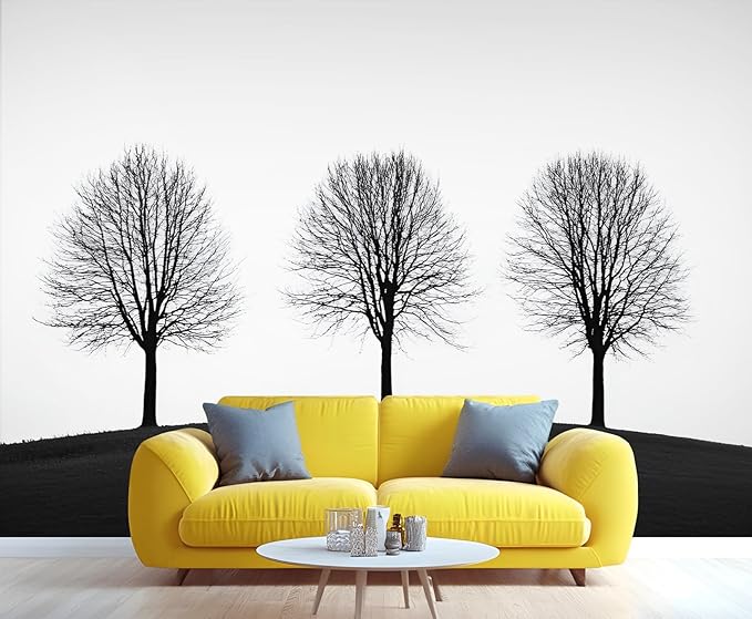 KIREUPA Minimalist Tree Wall Mural, Elegant Tree Silhouette Poster 3d Wall Murals, Modern Forest Wallpaper Mural, for Living Room Bedroom Large Wallpaper Indoor Decor 118" W x 82.6 "H