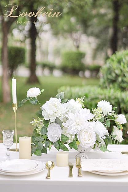 Lookein Artificial Flowers for DIY Wedding Decoration Bridal Bouquet Table Centerpieces Flower Garland Wreaths Aisle Arch Flower Decoration Home Decor, Vibrant Ivory