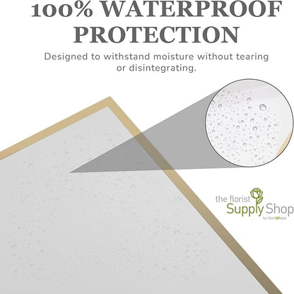 the florist Supply 20 Sheets Premium Flower Wrapping Paper | Waterproof Flower Wrapping Paper for Bouquets | Double Sided Floral Bouquet Sheets | DIY Gifts Borderline White/Gold