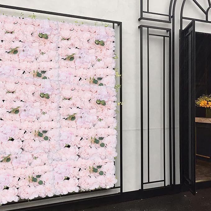 15.74"x 23.62" Artificial Flower Wall Panels,Flower Wall Mat Silk Flower Panels for Outdoor Garden Backyard Fence Fence Privacy Screen and Indoor Wall Decor (6Pcs Light Pink)