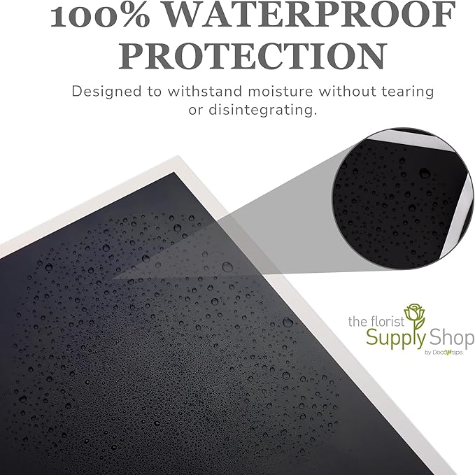the florist Supply 20 Sheets Premium Flower Wrapping Paper | Waterproof Flower Wrapping Paper for Bouquets | Double Sided Floral Bouquet Sheets | DIY Gifts Borderline Black/Silver