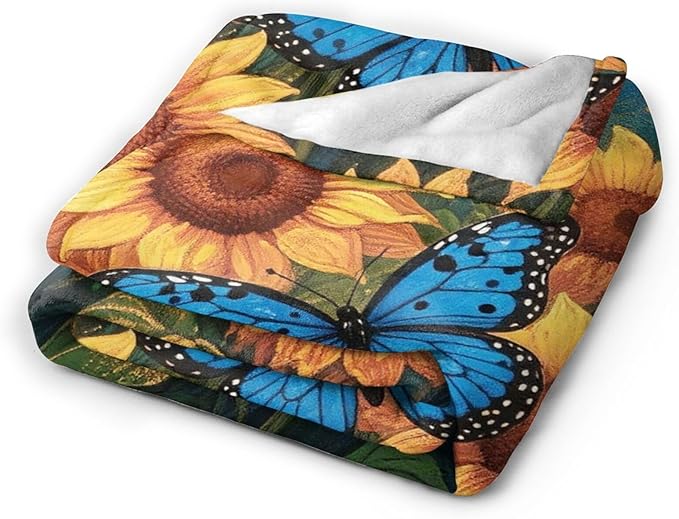 Sunflower Blanket Flower Throw Blanket Soft Cozy Fleece Fuzzy Stuffed Plush Flannel Gifts for Girls Women Boys Kids Adults 60"X80"