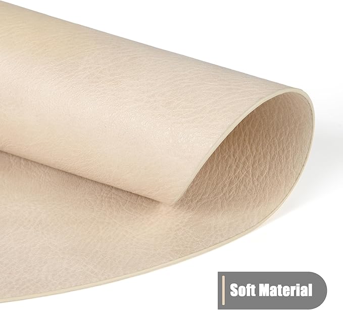 UnivoColors PU Leather Placemats Set of 6,15" Round Washed Cowhide Pattern Table Mats for Dining Table, Kitchen, Party Decoration(Retro Beige)