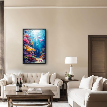 Ocean Large Wall Art Nautical Coral Sealife Pictures Wall Decor Undersea Canvas Seascape Print Painting Modern Artwork Home Decoration for Entrance Living Room Bathroom Bedroom Office Framed 36"x24"