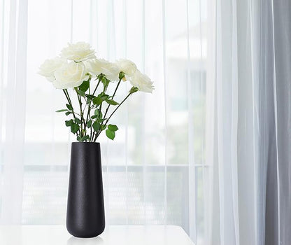 D'vine Dev 11 Inch Ceramic Flower Vase Textured Finishing, Minimalist Design for Kitchen, Bedroom, Living Room, Centerpieces, Office, Raven Grain, VS-XH-B-2