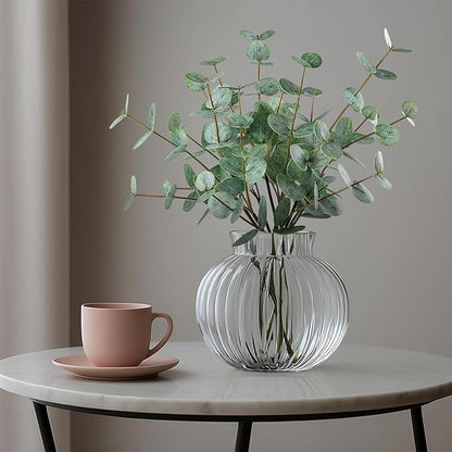 6pcs Real Touch Artificial Eucalyptus Stems Dual-Sided Lifelike Leaves Fake Eucalyptus Plants for Wedding Flower Arrangement Centerpiece Bouquet Home Office Decor(Gray Green)