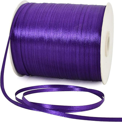 1/8 Inch x 870 Yards Purple Thin Solid Satin Ribbon Giant Spool Double Face Woven Polyester Fabric Ribbons for Crafts Hanging Tags Balloons Bouquet Hair Gift Wrapping Party Decoration Halloween