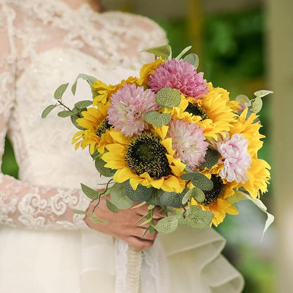 Sunflowers Artificial Flowers,7 Pcs Fake Sunflowers with Stems,Artificial Sunflower Bouquet for Sunflower Decor,Kitchen Decor,Silk Flowers for Home Decor Indoor,Flower Centerpieces for Tables