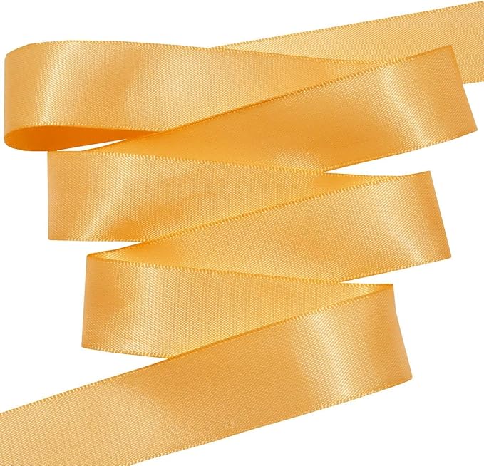 Morex Ribbon Double Face Satin Ribbon 7/8" X 50 YD Gold Ribbon for Gift Wrapping, Birthday Gift Cards, Satin Dress for Women, Silk Ribbons for Crafts, Wedding Gifts for Couple
