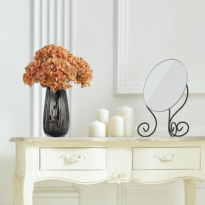 Fall Artificial Dried Hydrangea Flowers, Vintage Orange Dried Look, Faux Fall Flowers, Single Stem (Orange, 4pcs)