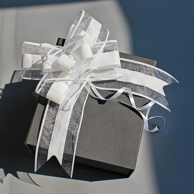 Large White Gift Bow, 10 PCS White Pull Bows for Gift Wrapping, Wedding, Christmas, Valentine's Day, Presents, Flower Basket Decor(8 inches)