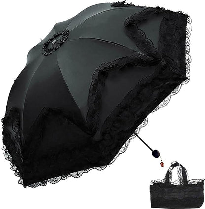 Vintage Lace Parasol Gothic Lolita Umbrella UV Sun Protection Witch Cosplay Photoshoot Props Party Decoration