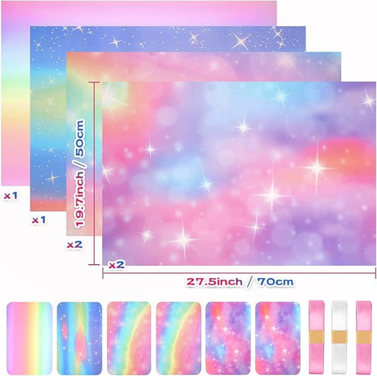 BWLOIES Girls Wrapping Paper Birthday Gift Wrap Set,Birthday Gift Wrapping Paper Sheets for Fairy Girl Women Female Girly Gift Wrapper paper for Present,6 sheets