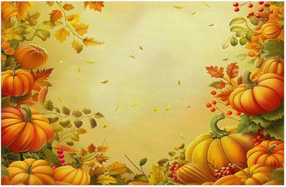 Thanksgiving Fall Yellow Pumpkin Placemats Set of 6 PVC Vinyl Non Slip Table Mats Heat Resistant Place Mats Washable Wipeable Dining Table Mat for Kitchen Decor Party Indoor Outdoor Decorative Gift