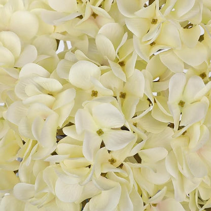 Hollyone White Silk Hydrangea Artificial Flowers Heads 7.4inch Large Fake Hydrangea 4Pcs Full Faux Flowers with Stems for Wedding Party Table Centerpieces Flower Arrangement Home Decor