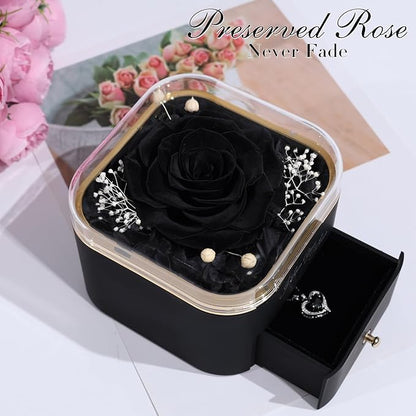 Beferr Birthday Gifts for Women Preserved Real Rose with Necklace Eternal Roses Forever Flowers for Delivery Prime Christmas Day Gifts for Mom Grandma Wife Sister Her from Daughter
