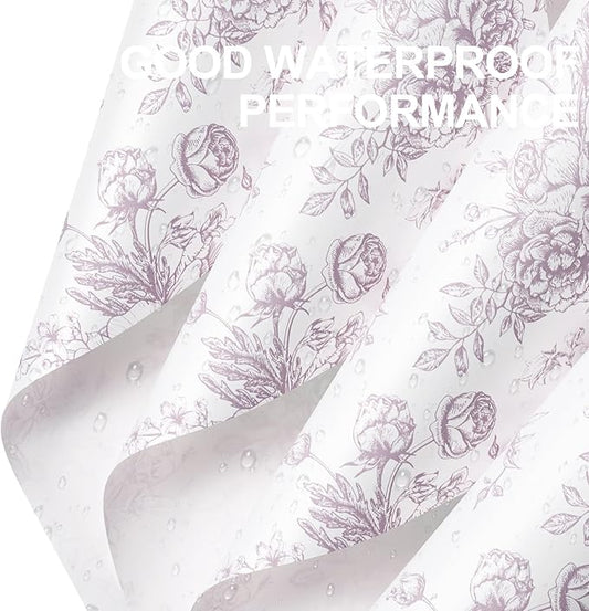 WRAPAHOLIC 20 Sheets Flower Wrapping Paper - 22.4 x 22.4 inch Light Purple Vintage Floral Printed Water-Resistant Floral Bouquet Wrapping Paper, Florist Supplies Packaging for Wedding Birthday DIY