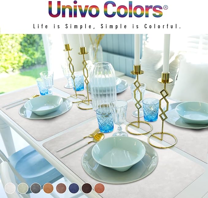 UnivoColors Washed Cowhide Pattern Faux Leather Big Size Placemats Set of 8, Waterproof Easy to Clean Anti-Slip PU Table Mats for Party Decoration19.7″×13.6″,Black Brown Retro Cowhide Pattern