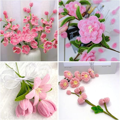 ZEIZHUBN 300 Pieces Pipe Cleaners, Pipe Cleaners Flower Bouquet Kit, Flower Making Kit with Floral Wires Tape, Art and Craft Supplies Projects DIY Decoration Holiday Party Birthday Gifts