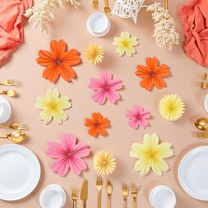 9 Piece Set Paper Flowers Decorations for Wall,3 Sizes 8-14 inch Flower Decor Flower Wall Giant Flowers for Decoration,Classroom Decor