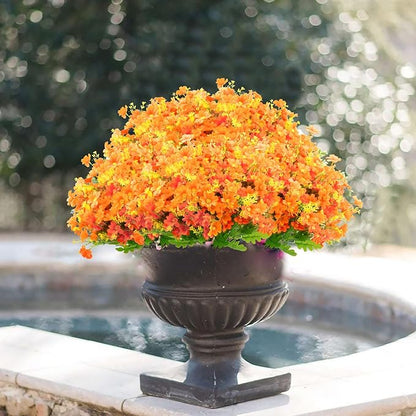 Uieke 6PCS Artificial Fake Fall Flowers for Outside, Daisy Mums Flowers UV Resistant No Fade for Indoor Home Office Hanging Planter Wedding DIY Garden Porch Thanksgiving Décor (Orange)