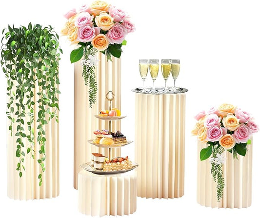 ZHISHUAI- 5 Pack Wedding Centerpieces Cardboard Vases, 20-100cm Cardboard Flowers Stand, for Wedding Aisle Decors, Wedding Receptions, Event Centerpieces