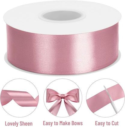 KINGLAKE Mauve Satin Ribbon - 1 1/2'' x 100 Yards Polyester Rosy Mauve Ribbon for Valentine's Day Gift Wrapping Wedding Party Decoration DIY Crafts Floral Bouquets and Wreath Bows