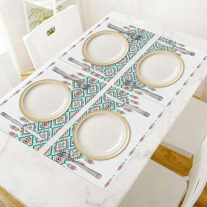Southwest Aztec Placemats,Native American Washable Waterproof Table Place Mats Set of 6 for Dining Room Kitchen Table 12 X 18 Inch 6 PCS, Style-14