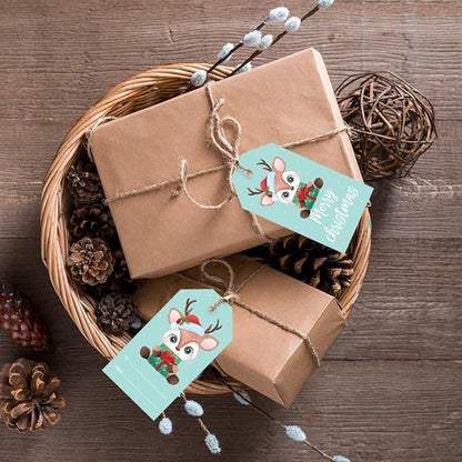 Andaz Press Christmas Holiday Season Classic Gift Tags, Merry Christmas to from Classic Favor Tags, Baby Reindeer with Santa Hat Design, for Holiday Events, Parties, and Favors, 60-Pack