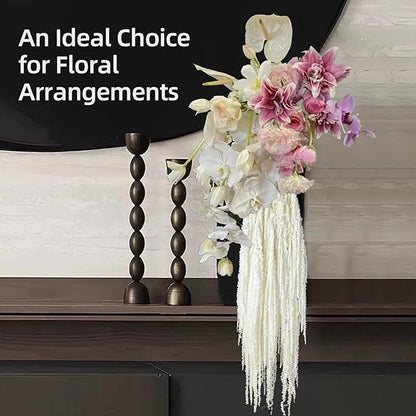 5Pcs Dried Amaranthus Hanging Flowers, Natural Preserved Flower for Wedding Arch, Exhibition, Wall Hanging Lover Tears, Floral Arrangement, Home Decor (White, 24")
