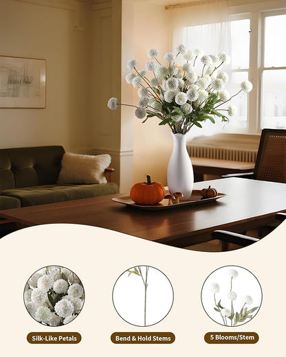 JAKY-Global 10 Stems Fall Artificial Chrysanthemum Flowers,21in Realistic Silk Pompon Fake Mums for Boho Home Decor, Halloween Centerpieces, Autumn Wedding Arrangements