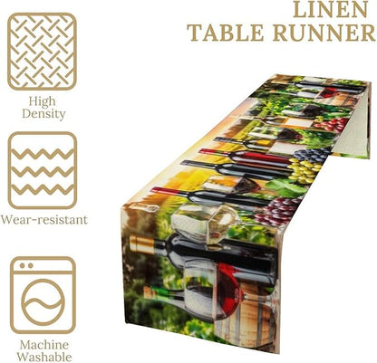 Red Wine Retro Table Runner, Table Dresser Runner, Kitchen Dining Table Runners for Indoor Outdoor Holiday Decor 13x108 in