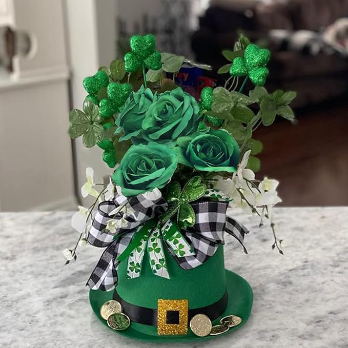 Felice Arts 12 Pack Green Artificial Roses Emerald Green Flowers with Stems Silk Roses Fake Flowers Bouquet for Christmas St Patricks Day Wedding Centerpiece Table Vase Home Kitchen Party DIY Decor
