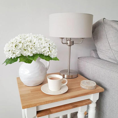 Hydrangea Artificial Flowers, 4Pcs 20" Ivory White Lifelike Latex Silk Real Touch Faux Hydrangea Flowers, Artificial Hydrangeas Bouquet for Wedding Centerpieces Tables Party Home
