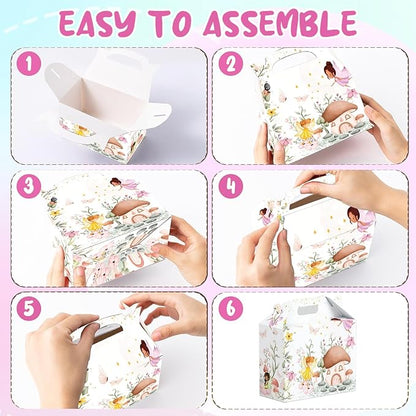16 Pcs Fairy Party Favor Boxes - Flower Fairy Party Gift Paper Boxes, Floral Fairies Themed Decorations for Birthday Presents Decorations Supplies
