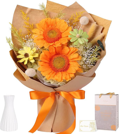 Forever Flowers for Delivery - Preserved Sunflowers Bouquet, Real Sunflowers That Last 3 Years, Eternal flowers Bouquet for Her Mother Mom Wife Friends Birthday Gifts for Women