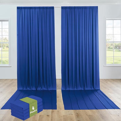 PartyVillage 20ft×15ft Royal Blue Backdrop Curtain for Wedding Parties, 4 Panels Wrinkle Free 15 FT Long Polyester Photo Backdrop Drapes Back Drop Cloth for Birthday Photography Background