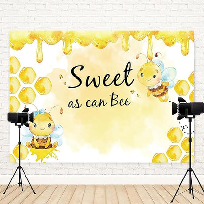 9x6ft Baby Shower Backdrop Sweet as Can Bee Photography Background Honeycomb Honey Yellow Bumblebee Boys Girls Kids Birthday Party Banner Decorations Newborn Gender Reveal Photo Booth Prop