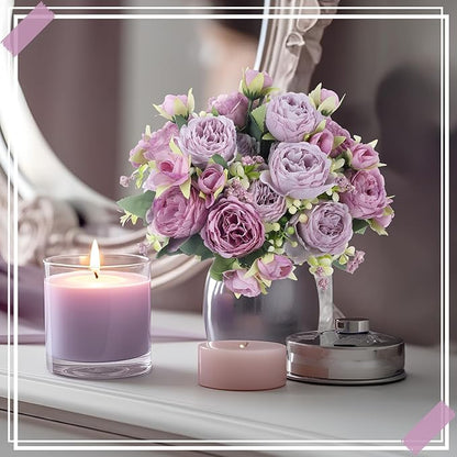 16 Bundles Artificial Peonies Silk Peonies Faux Flower Bouquet Fake Peony Flower Arrangements Table Centerpieces for Vase Wedding Party Boho Home Office Decoration Bulk (Purple)