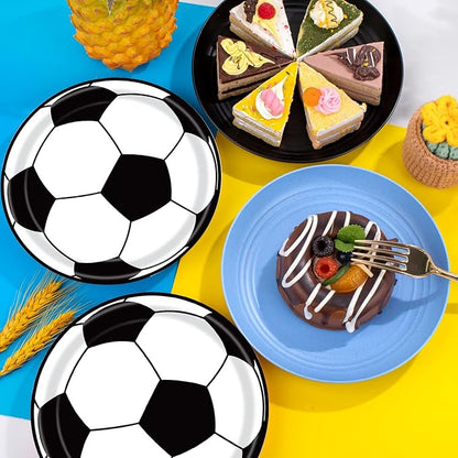 40 Pcs Soccer Plates and Napkins Party Supplies, Soccer Birthday Party Decorations Disposable Paper Plates and Napkins Tableware Set for Sports Theme Birthday Party Baby Shower Serves 20