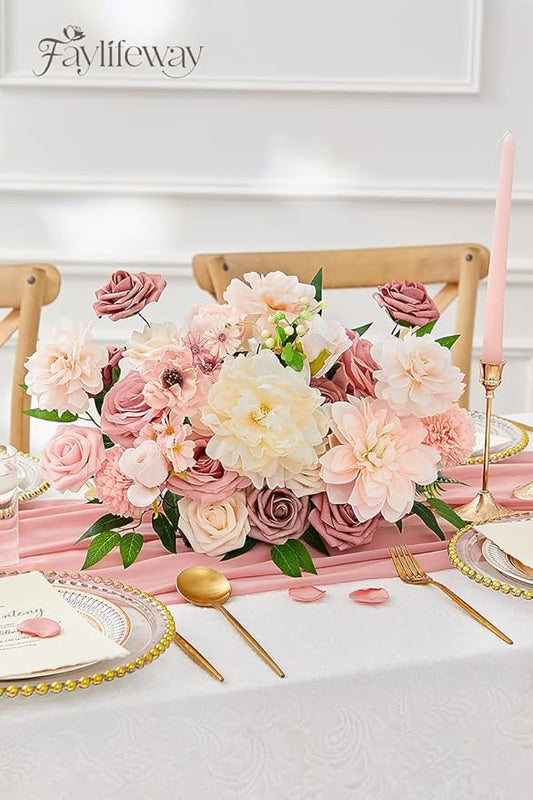 Artificial Flowers, Dusty Pink Flowers for DIY Wedding Bridal Bouquets, Fake Cake Flowers for Centerpieces,Baby Shower, Table Arrangement, Home Party Decorations