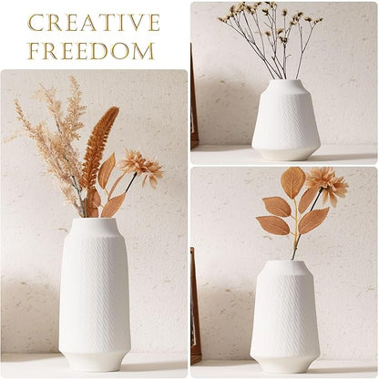 Ceramic Vase Set of 3 - Handcrafted Ceramic Vases for Home Decor & Shelf - Modern Farmhouse Decor for Kitchen, Office, Bedroom & Living Room Decorative Objects for Mantel, Table Centerpieces