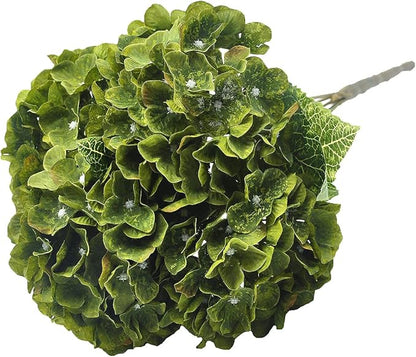 2Bouquets Artificial Fake Flowers Plants Silk Hydrangea Arrangements Wedding Bouquets Decorations Plastic Floral Home Kitchen Garden Party Festival Bar DIY(Olive Green,5 Flower Heads)