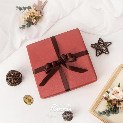 Ribbli Coffee Brown Satin Ribbon Double Faced Satin 1/2 inch x Continuous 50 Yards-Brown Ribbon for Gift Wrapping Crafts Wedding Decoration Bows Bouquet Floral Arrangement