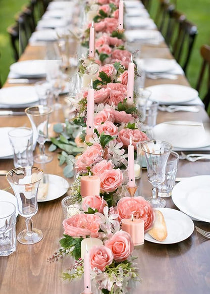 2 Pack Artificial Peony Flower Garland - 6ft Silk Peony Garland Flower Vine Pink Peony Silk Roses Flowers for Wedding Arch Party Table Decor (2, Pink)