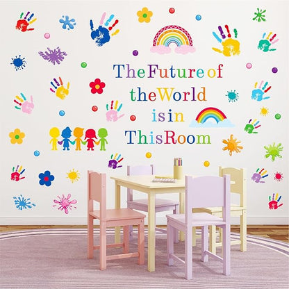 AOWDIAO Inspirational Kids Classroom Wall Decals – The Future of the World Is in This Room Quote – Peel and Stick Vinyl Sticker for School, Nursery and Playroom Decor