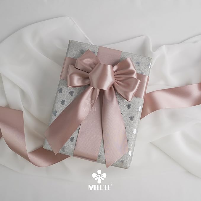 MEEDEE Dusty Rose Satin Ribbon 2 Inch Dusty Pink Ribbon Lux Double Faced Ribbons by 25 Yards Silk Satin Ribbons for Gift Wrapping, Weddings, Flower Bouquet, Holiday Decorating